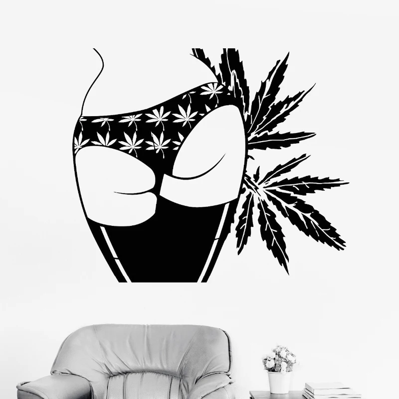 

Vinyl Wall Decal Sexy Girl Butt Hemp Weed Wall Stickers