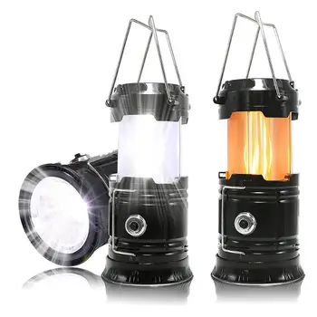 

Multifution Outdoor Solar Lamp Camping Tent Light EU/US Plug Retractable Portable Lantern Flame Lamp Flashlight Work Light
