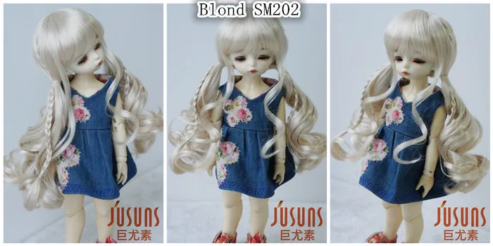 JD337 1/8 1/6 1/4 Pretty Synthetic Mohair BJD Wigs Suit For Size 5-6 Inch 6-7 Inch 7-8 Inch Doll Free Shipping Doll Hair Only