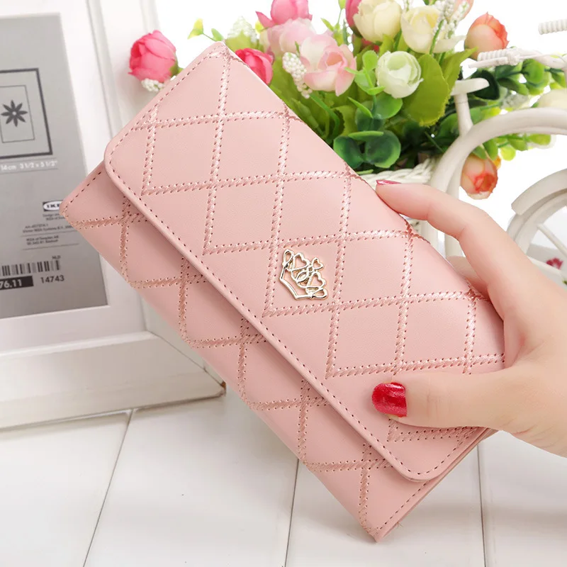 Кошельки для женщин кошельки из искусственной кожи кошелек длинный телефон сумка деньги монета карман держатель карты женский кошелек - Цвет: Pink