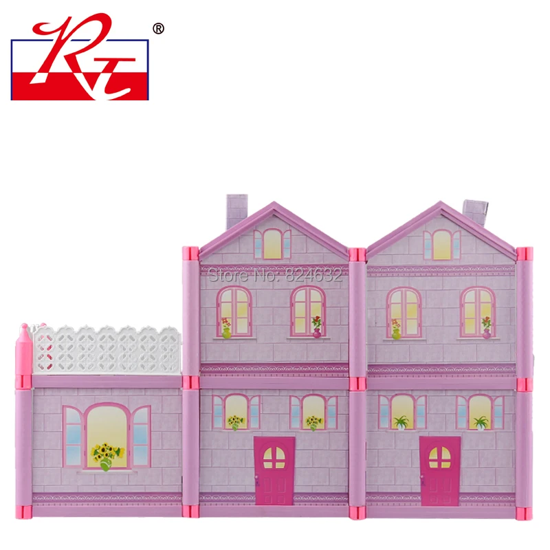 Большой размер миниатюрный кукольный домик игрушки DIY собрать вилла дети играть дома игрушка кукла дома miniaturas casa de bonecas