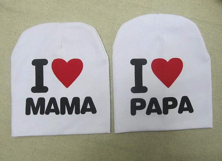 10 шт. с надписью «I LOVE PAPA»(«Я люблю папу»), с надписью «I LOVE MAMA», детская шапочка Кепки Хлопок Младенческая Шапки шапочки для малышей подарок для мальчиков девочек