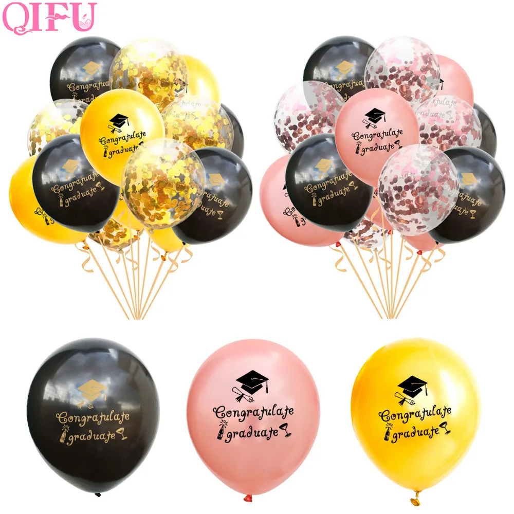 

QIFU Graduation Balloons latex confetti Baloon Birthday Party Decor Adult Air Ballon Congratulation Graduation 2019 Party Decor