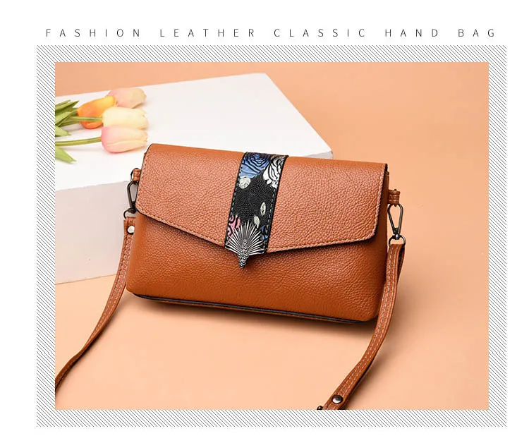 Women's Vintage Floral Printing Messenger Bag Female Black Brown Red Crossbody Flap bag Women Fashion Small Phone Purse Handbags (18)