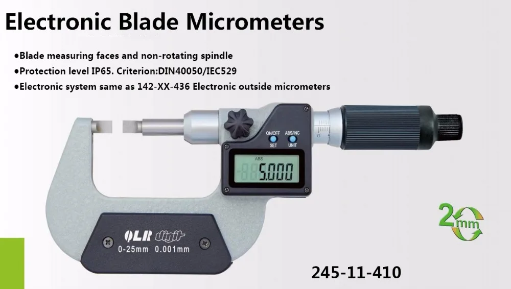 0.001mm electronic blade micrometers type A type B IP65 waterproof