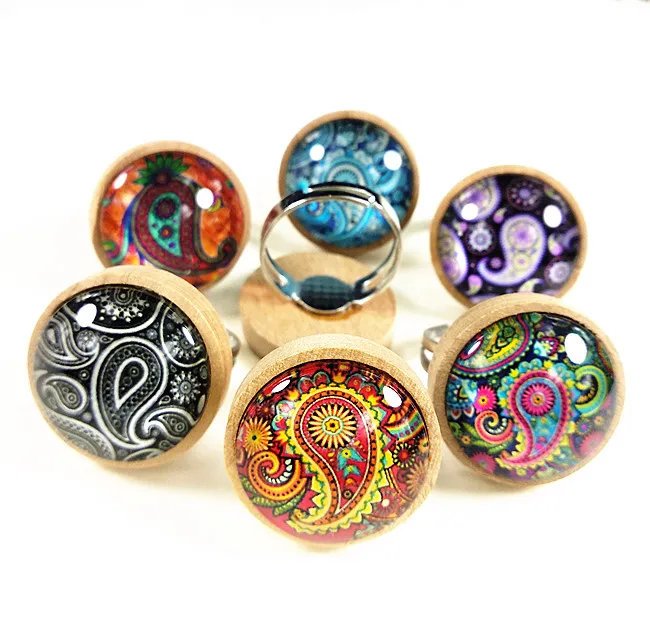 Jiangzimei 24 шт бревна Темный кофеин дерево Кабошоны с кешью бандала Цветы Стекло