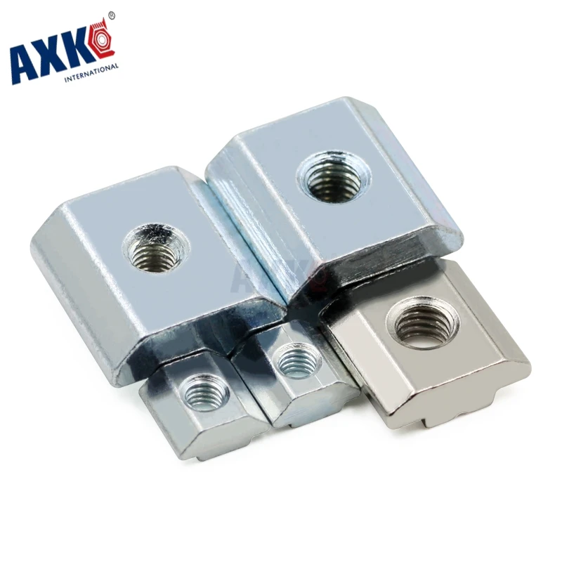 Axk 100 шт. 50 20 10 цинковое покрытие M3 M4 M5 M6 M8 T блок скользящая гайка для алюминиевого