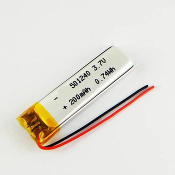 

10pcs 501240 051240 3.7V 200mAh lithium polymer li ion rechargeable battery Lipo for MP3 MP4 GPS bluetooth headset video pen