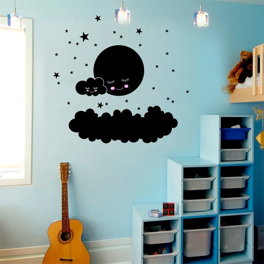Стикер на стену s Cute cloud smiley little star стикер два цвета черный и серый детская комната