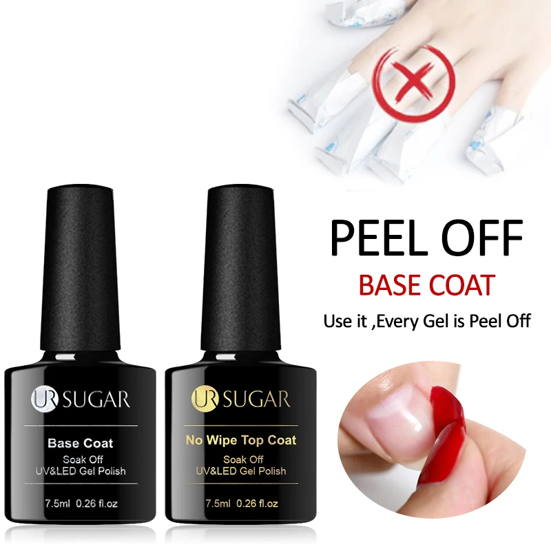 

UR SUGAR Gel Nail 7.5 ml Top Coat Top + Base Coat Foundation for UV Gel Polish Best on Ali New Style Nail Lacquer Varnish