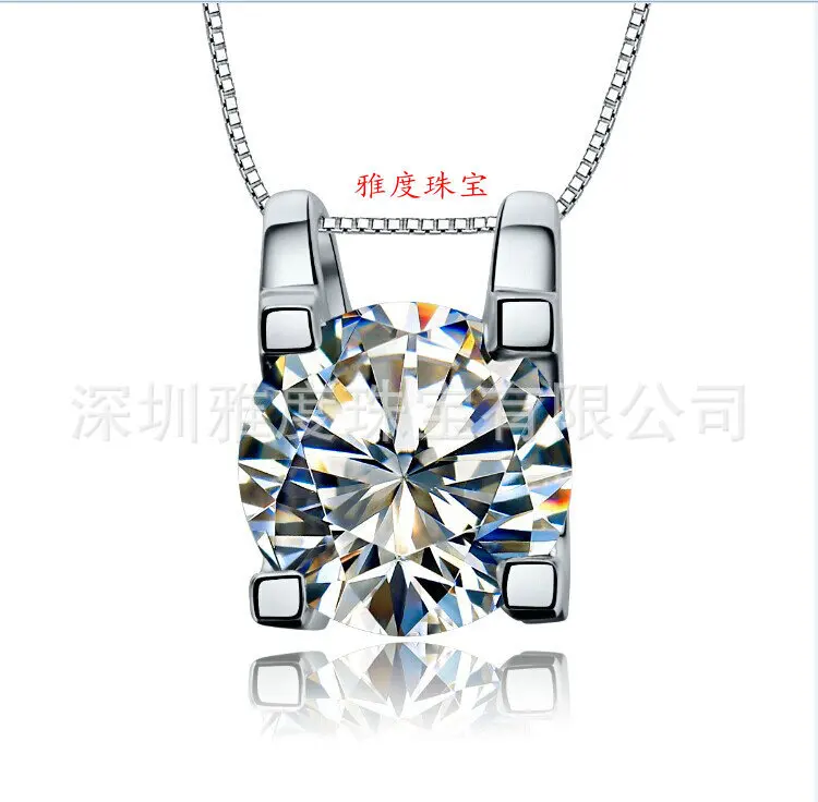 

Wholesale 2ct Luxury Quality synthetic stone pendant for women,women stone jewerly, solid silver necklace