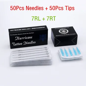 

(7RL+7RT) Tattoo Needles and Tubes Tips Mixed 50pcs Sterile Tattoo Needles 7RL+ 50pcs Disposable Tattoo Tips 7RT