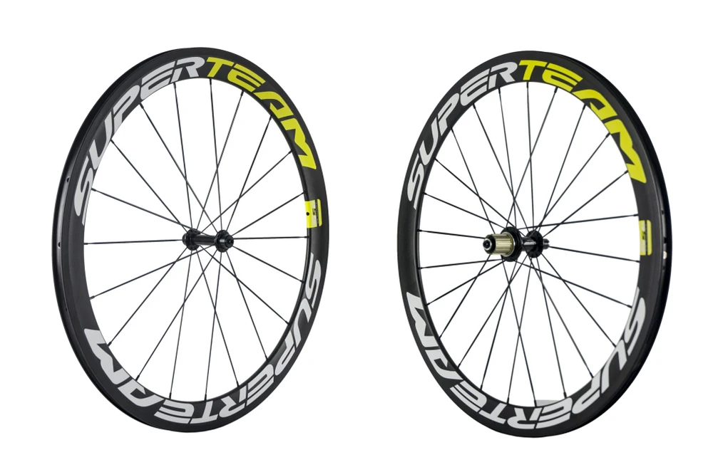 Top SUPERTEAM 700C 45mm Carbon Clincher Disc Brake Wheelset matte 33