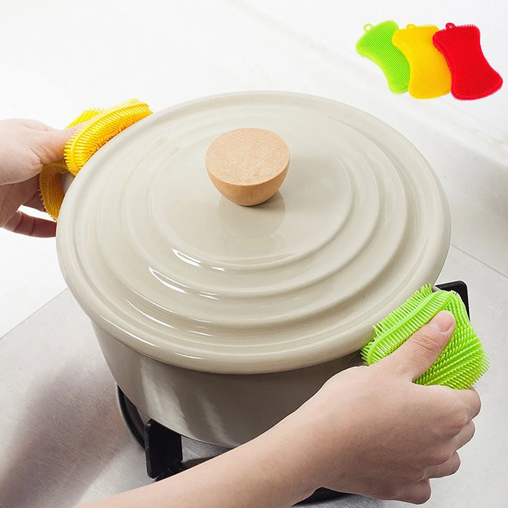 

Multifunction Kitchen Supplies Vegetables Scrubber Sponge Tableware Dishwashing Brush Cleaner Tools Silicone Cleaning