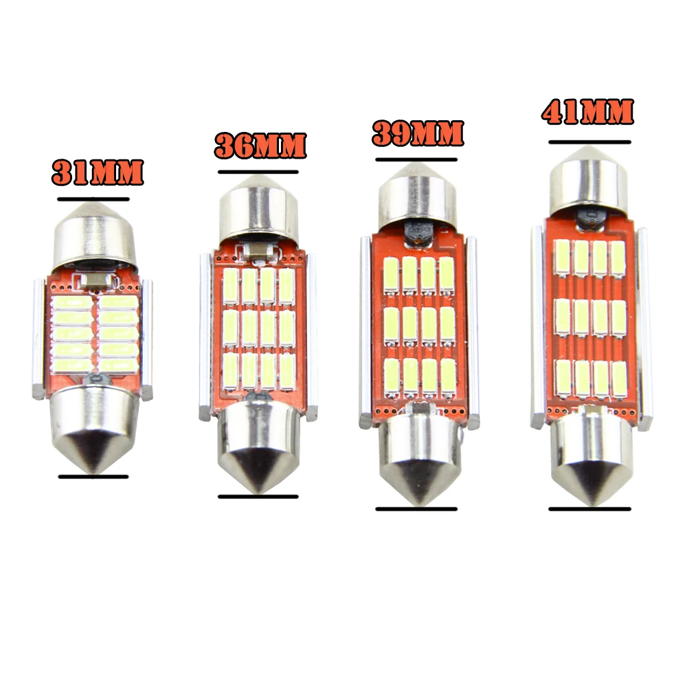 10 шт. белый 31 мм 36 39 41 42 гирлянда купольная 4014 SMD C5W Светодиодный лампа для