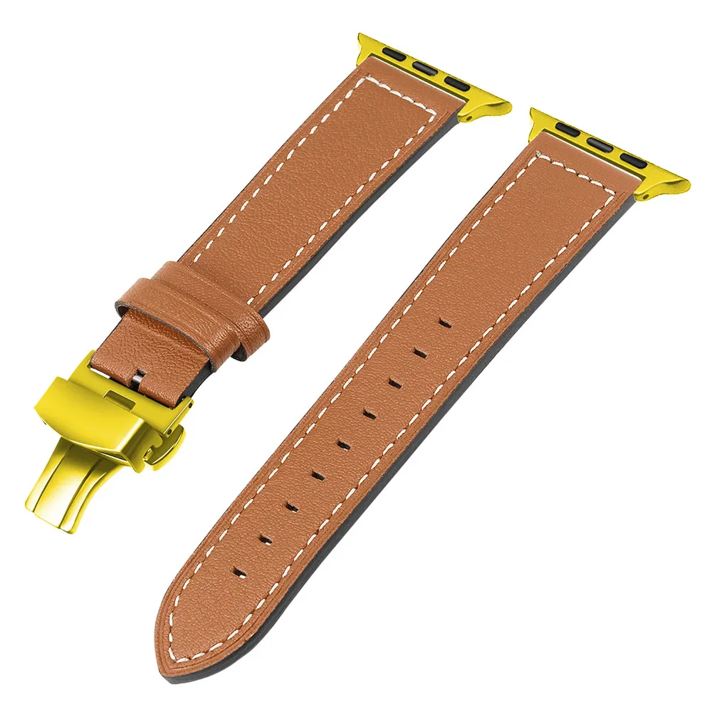 IWonow кожаный ремешок для часов iWatch Apple Watch 38 мм 40 мм 42 мм 44 мм серия 5 4 3 2 1 для мужчин и женщин спортивный ремешок браслет на запястье - Цвет ремешка: Brown G