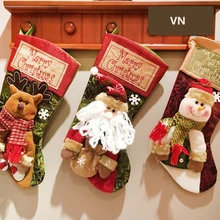 Большой Рождественский чулок, яркие носки, подарок на год, рождественские украшения, домашний декор для вечеринки, Подарочная сумка с Санта Клаусом