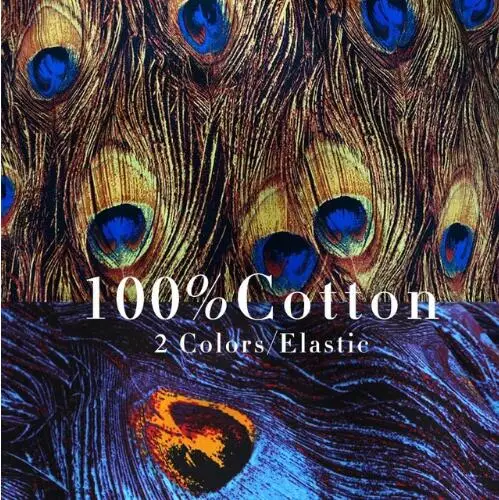 

Retro Peacock feathers Printed yellow/Blue micro elastic satin exclusive Patchwork Cotton Fabric tissus (1 meter)
