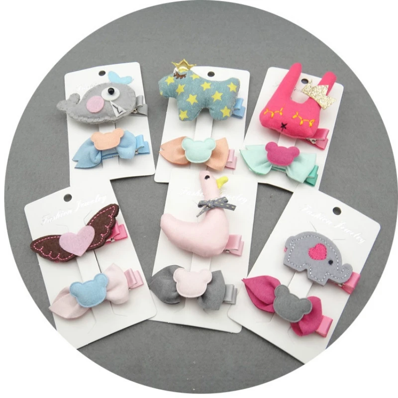 小さな象長い耳のウサギの布シリーズ 漫画のヘアピン ミッキーヘッドの弓ネクタイ ヘアピンの組み合わせ 子供のヘッドギア Ears Rabbit Head Bowhead Tie Aliexpress