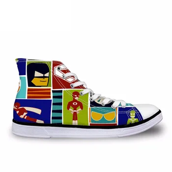 

Classic Canvas Shoes Comic Book Cartoon Pattern Vulcanized Shoes Men Personalized Sneakers High Top Men Flats Shoes