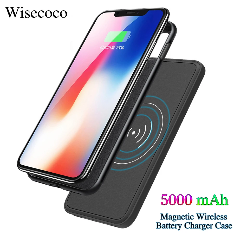 

5000mAh Qi Wireless Charger Case for IPhone X Xs Max Xr 8 Plus Magnetic External Battery Backup Wireless Charging Power Bank New