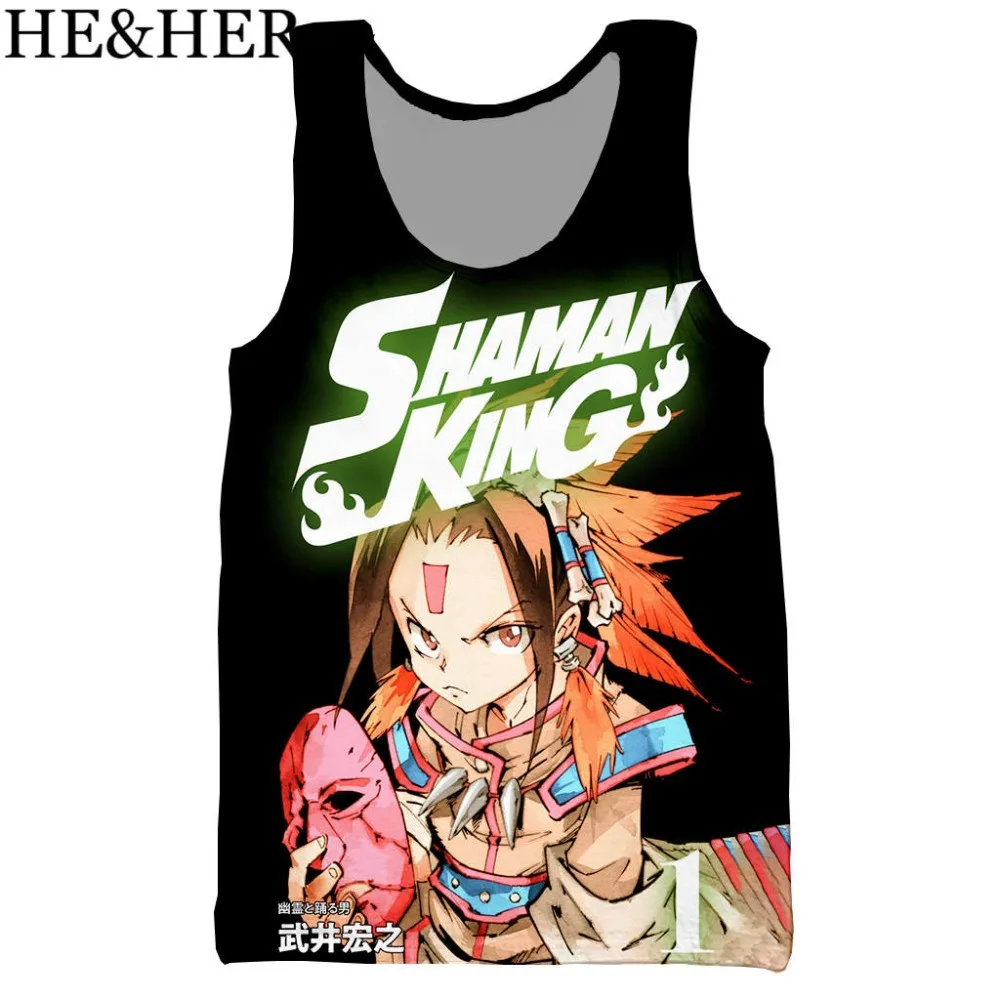 Новинка летний топ популярный с аниме принтом для мужчин и женщин майка Shaman King 3D