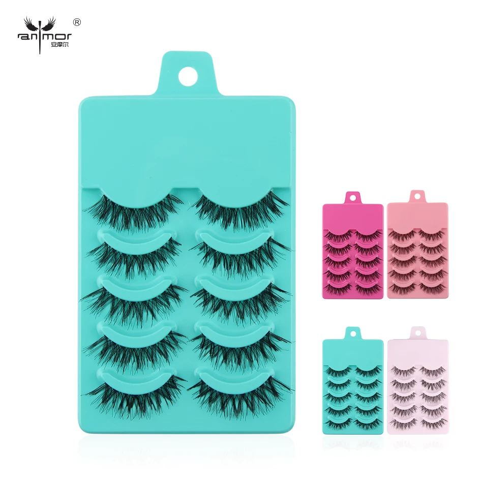 

Anmor 5 Pairs in A Set Stunning Makeup False Eyelashes Handmade Cross Messy Eye Lashes pinceaux maquillage