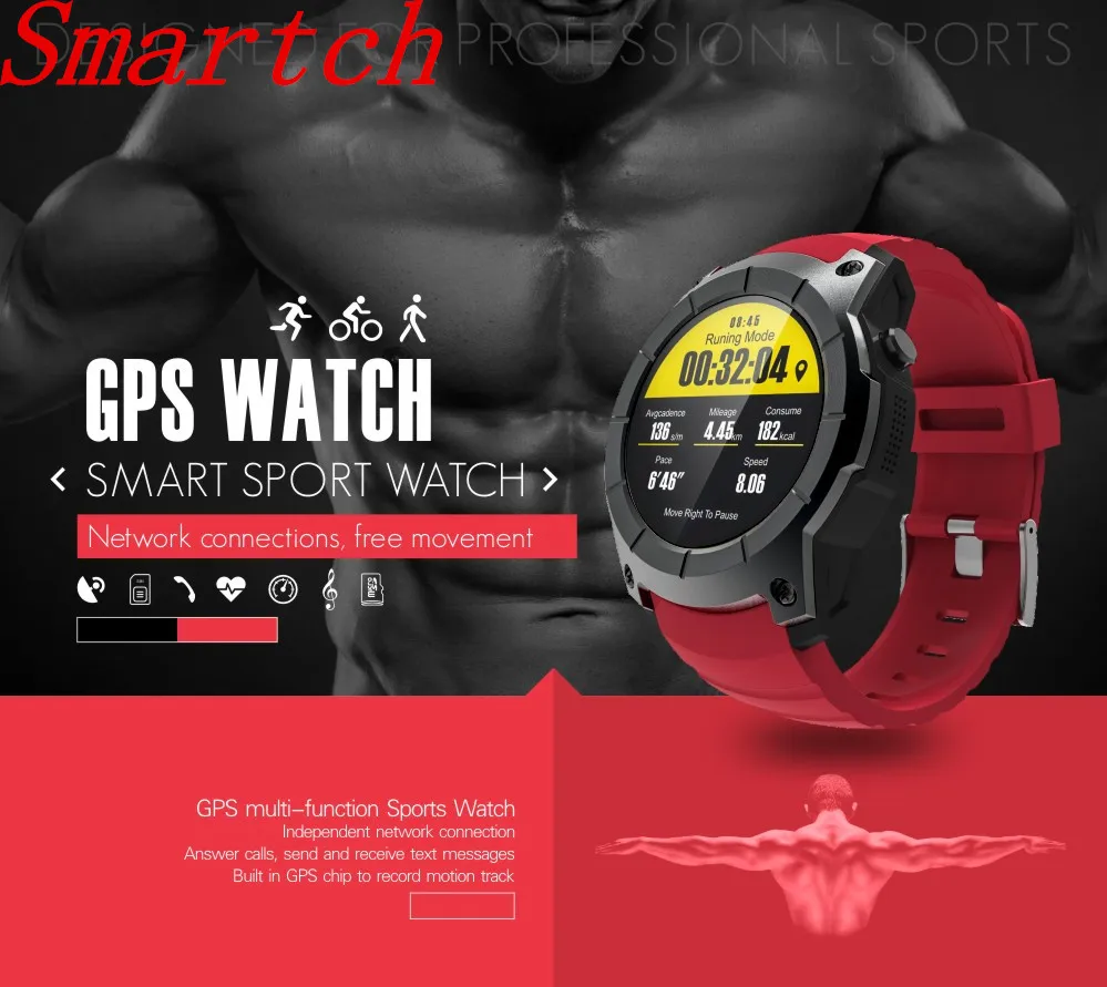 

Smartch S958 Smart Watch Sports Waterproof Heart Rate Monitor GPS 2G SIM Card Communication Smart Watch Compatible for Android I