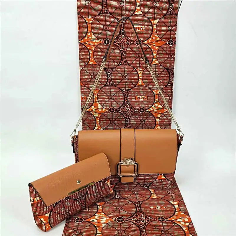 

YBG!New arrival African wax bags 3 pieces/set,high quality woman shoulder bag with 6 yards real hollandais wax fabric ! L41673