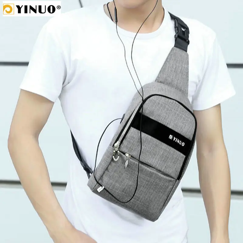 

YINUO Multifunction Crossbody Bags Men Earphone Interface Sling Chest Bags Waterproof Shoulder Bag For iPad Mini