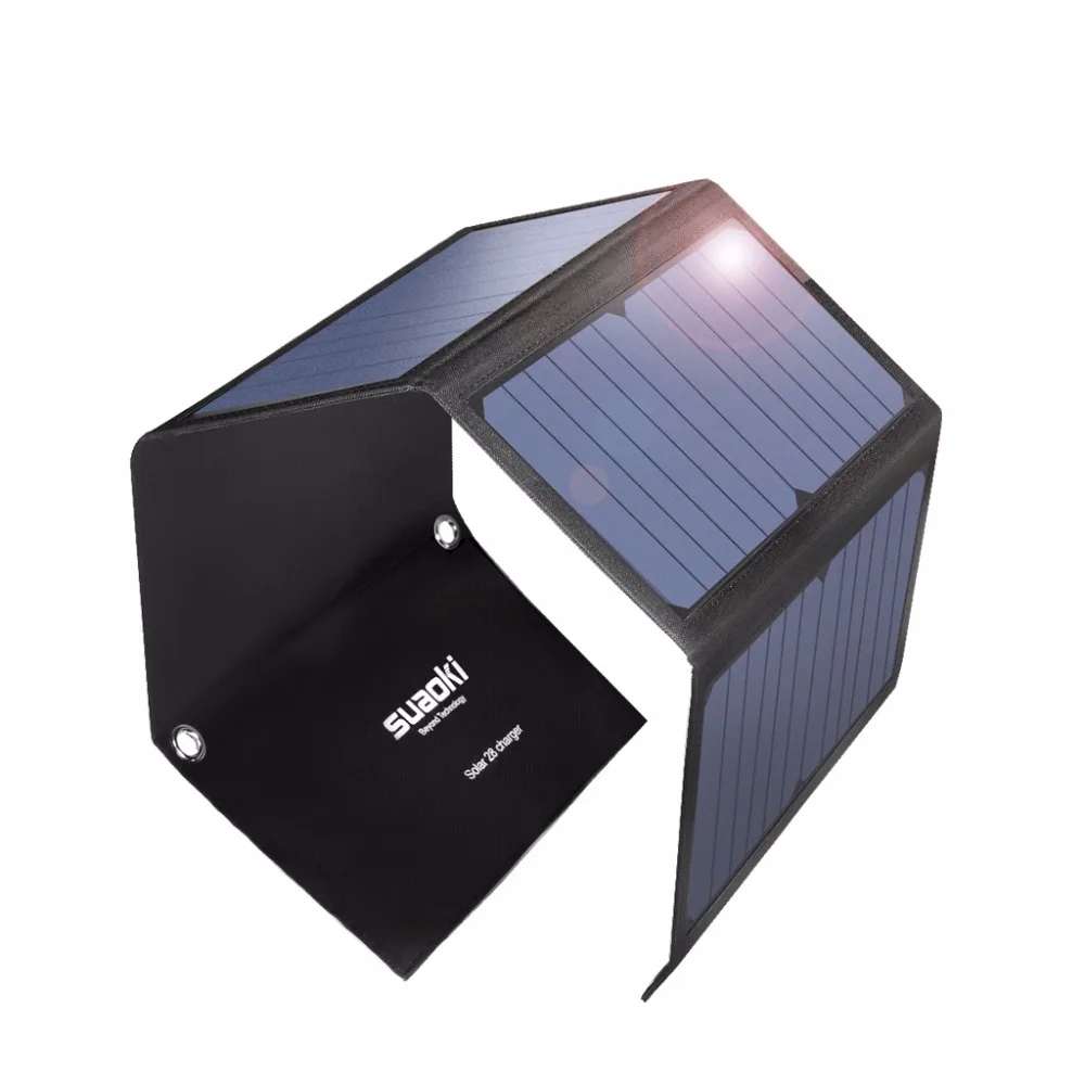 SUAOKI 28 Вт складной зарядное устройство на солнечных батареях панели солнечные с QC 3,0 быстрой зарядки 3 USB выход порты и разъёмы для iPhone iPad samsung