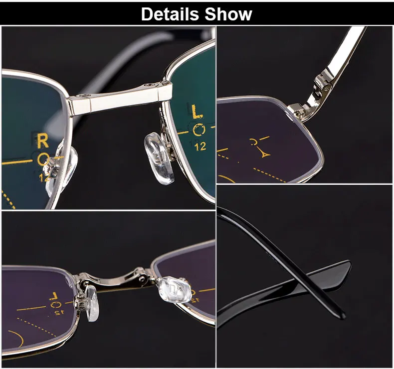 Hotochki Unisex Foldable Full Rim Alloy Frame Progressive Anti Blue Light Reading Glasses B855 - Product Image 8
