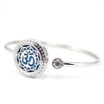 

10pcs/lot 25mm Stainless Steel Yoga Jewelry Design Aroma Essential Oil Diffuser Perfume Locket Bangle