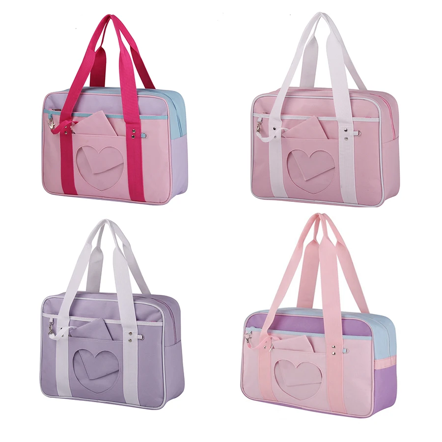 Японская Студенческая сумка Сердце Окно девушка розовая сумка JK Commuter сумка портфель Bookbag дорожная сумка