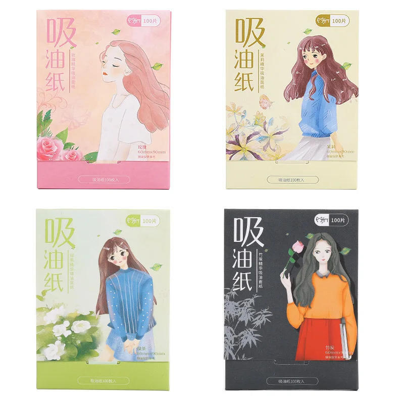 100pcs Portable absorbent paper oil control wipes green tea absorption tablets matcha oily facial blotting matte paper towel