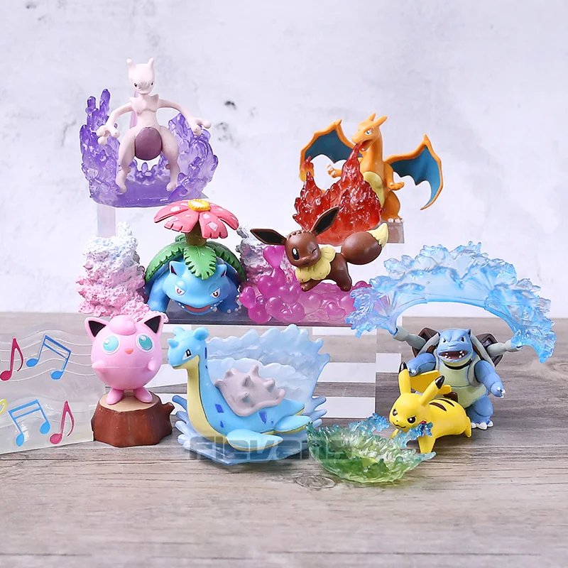 

Anime Cartoon Monsters Eevee Charizard Venusaur Blastoise Mewtwo Jigglypuff Lapras PVC Figures Toys Dolls 8pcs/set