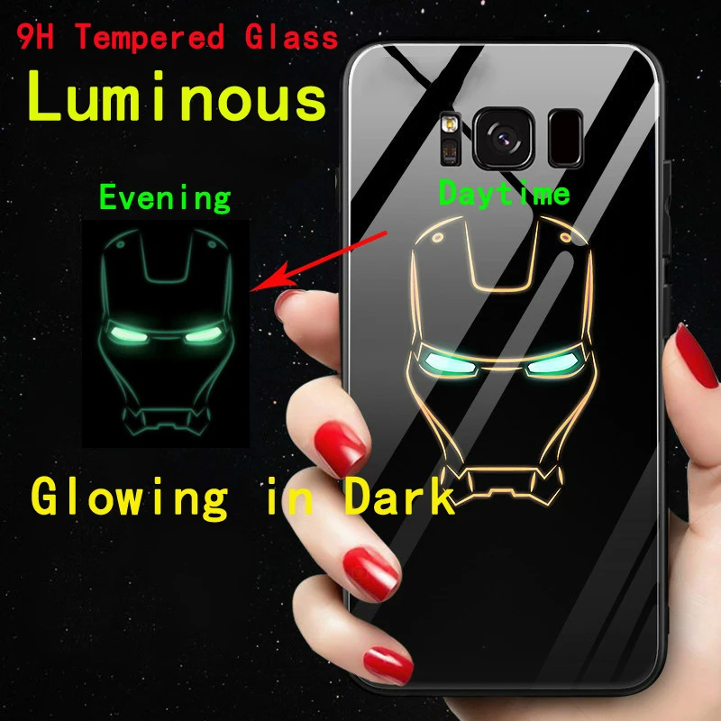 Luminous Dark Glowing Phone Case For Samsung Galaxy S8 S9 S10 Plus Note 8 9 Glass Cover Coque S10e Luxury Silicone Fundas Shell | Мобильные