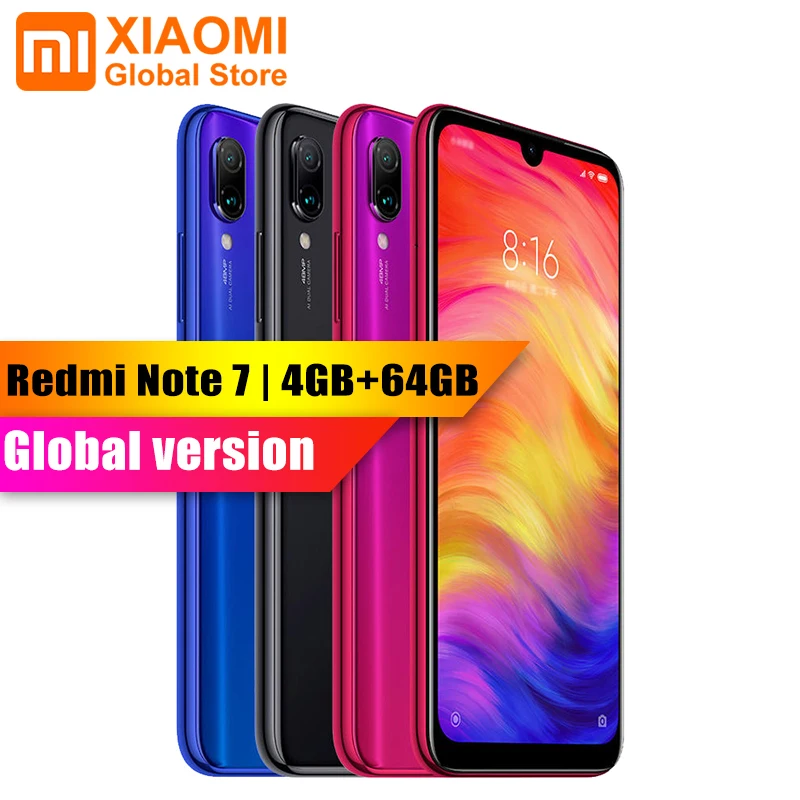 Оригинальная глобальная версия XIAOMI Redmi Note 7 4 ГБ ОЗУ 64 Гб ПЗУ S660 Восьмиядерный 6 3
