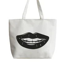 Рот, губы зуб улыбка Холст сумка для покупок с персонажем из мультфильма сумка для покупок GA887