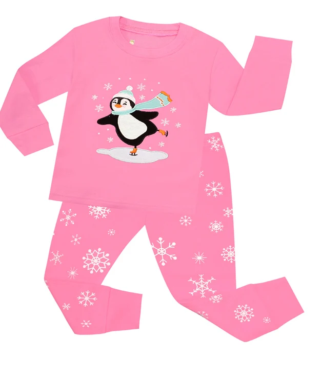 Хлопковые зеленые топы с длинными рукавами для мальчиков с изображением пингвина и штаны со снежинками пижамные комплекты из 2 предметов детская одежда для сна Рождественская одежда для малышей - Цвет: GH01