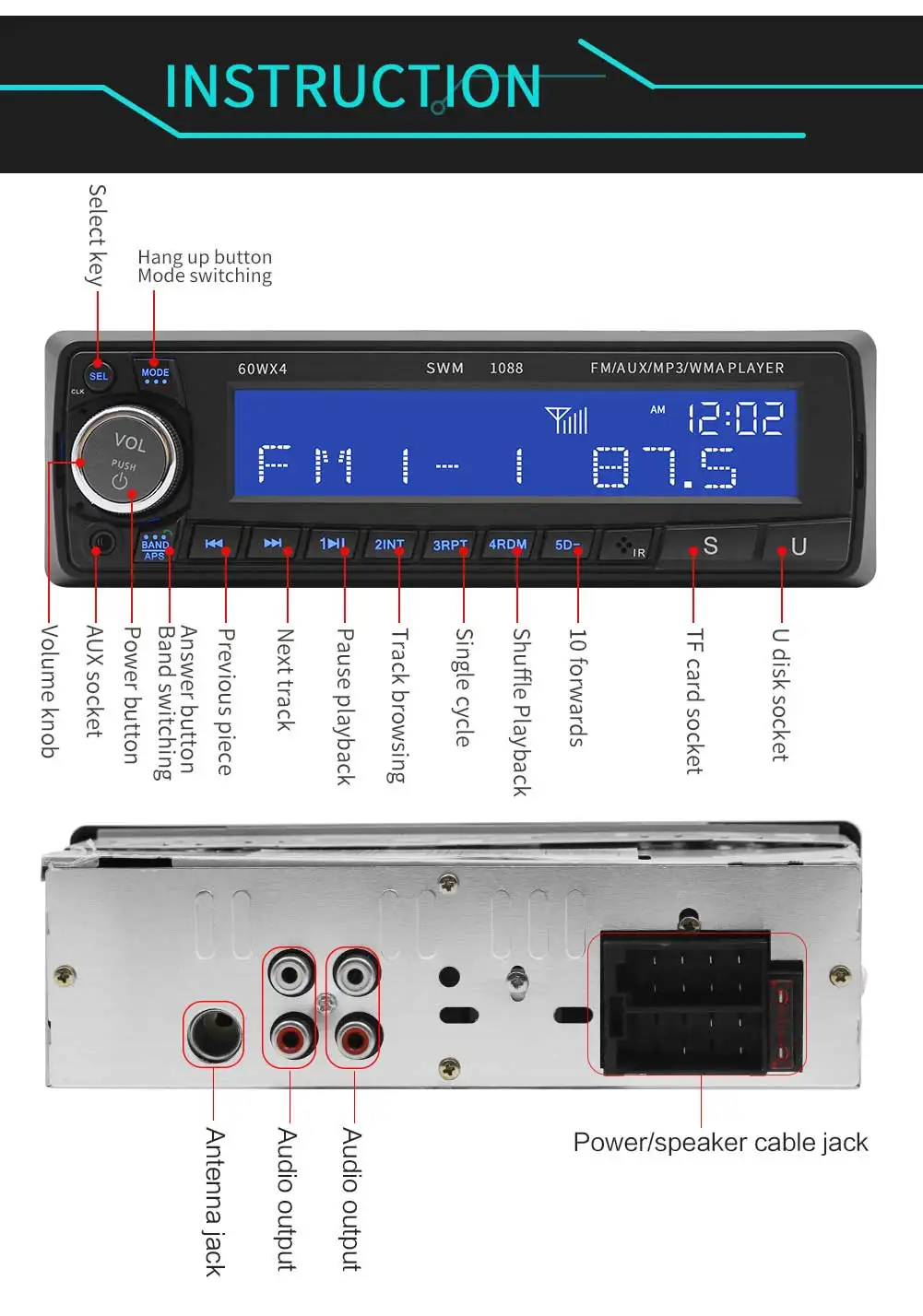 12 В Bluetooth USB/SD/AUX mp3-плеер радио Автомобильный Электронный стерео аудио одиночный Din FM handsfree музыкальный автомобильный CD-плеер