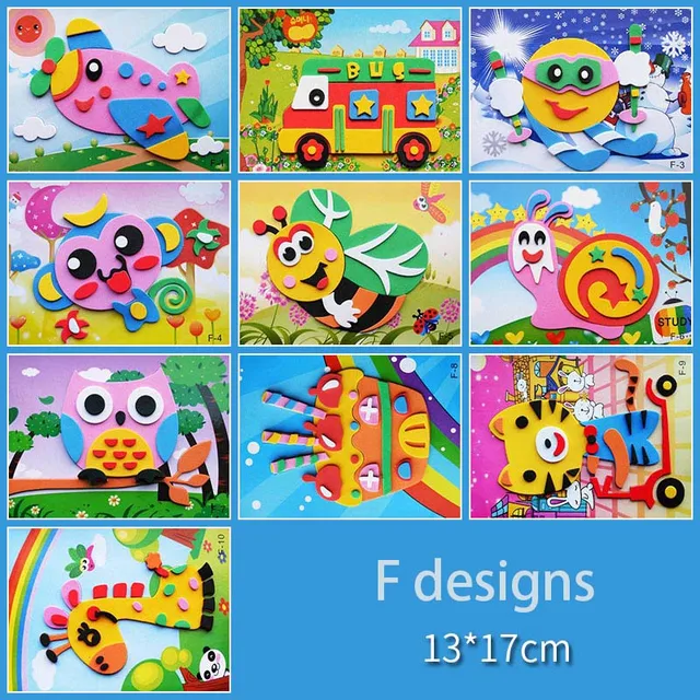 10 designs/lot DIY Cartoon 3D EVA Foam Sticker Puzzle Series Kids Multi-patterns Styles Toys for Children Birthday Gift 2