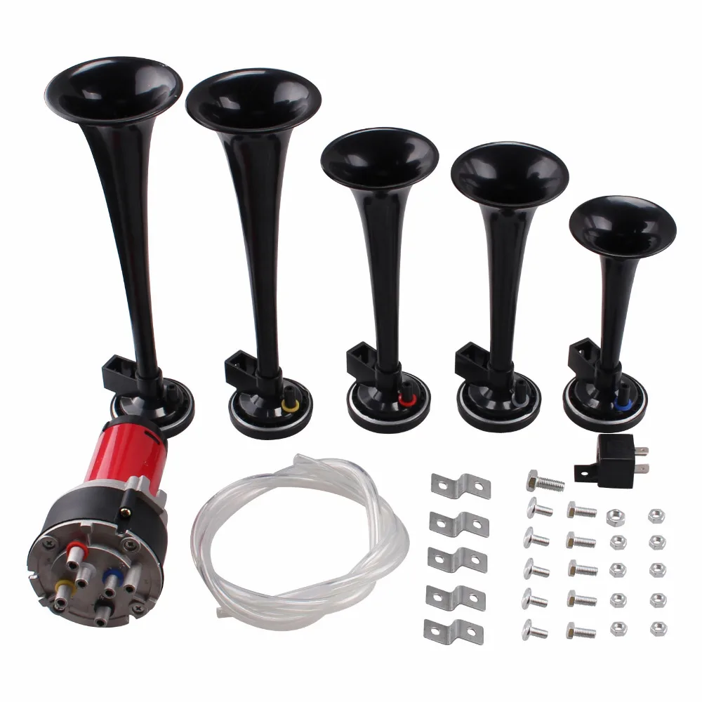 New Styling 5x Universal 120db 12V Air Horn Trumpet Musical Compressor