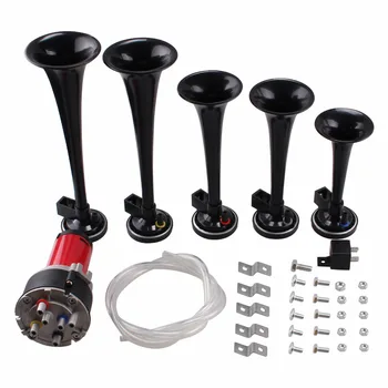 

New Styling 5x Universal 120db 12V Air Horn Trumpet Musical Compressor Car Motorcycle Boat Truck Vehicles Black