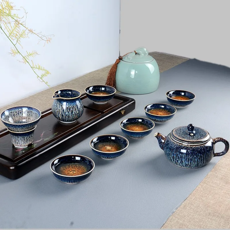 Jingdezhen Kung Fu tea set with silver cups Famous Jianzhan Teapot Tea