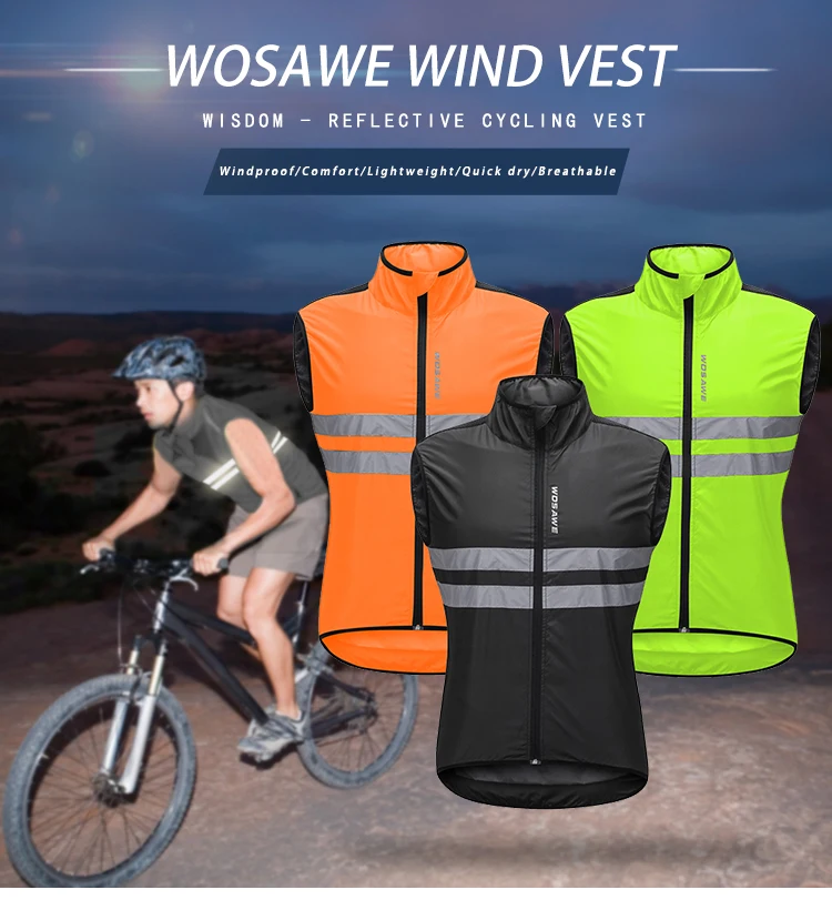 WOLFBIKE High Visibility Outdoor Sports Vest Windproof Mtb Bike Bicycle Reflective Sleeveless Breathable Cycling Waistcoat