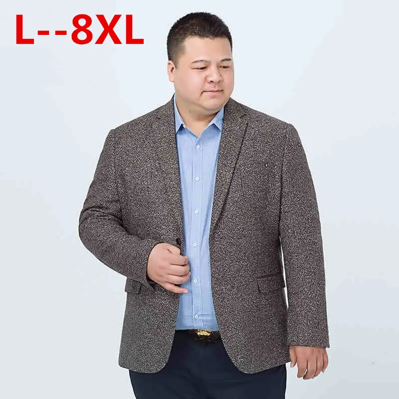

10XL 8XL 6XL 5XL Casual Men Knit suit Blazer business loose Costume Homme Blazer Masculino Male Woolen Suits vintage Jacket coat