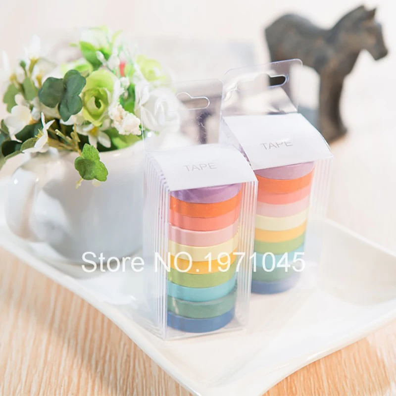 

New fashion 30pcs/lot rainbow washi sticky 3 boxes japanese paper printing adhesive tape