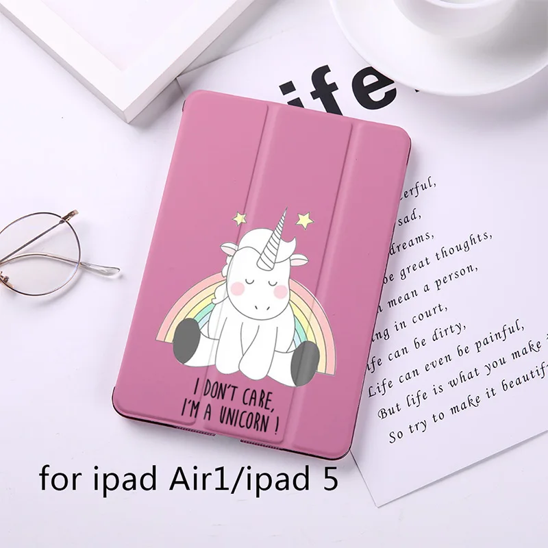 Милый Магнитный флип-чехол с единорогом для Apple iPad 9," Чехол для iPad Air 2 Mini2 из искусственной кожи, складной чехол-книжка с функцией автоматического пробуждения - Цвет: B200066-ipad air1