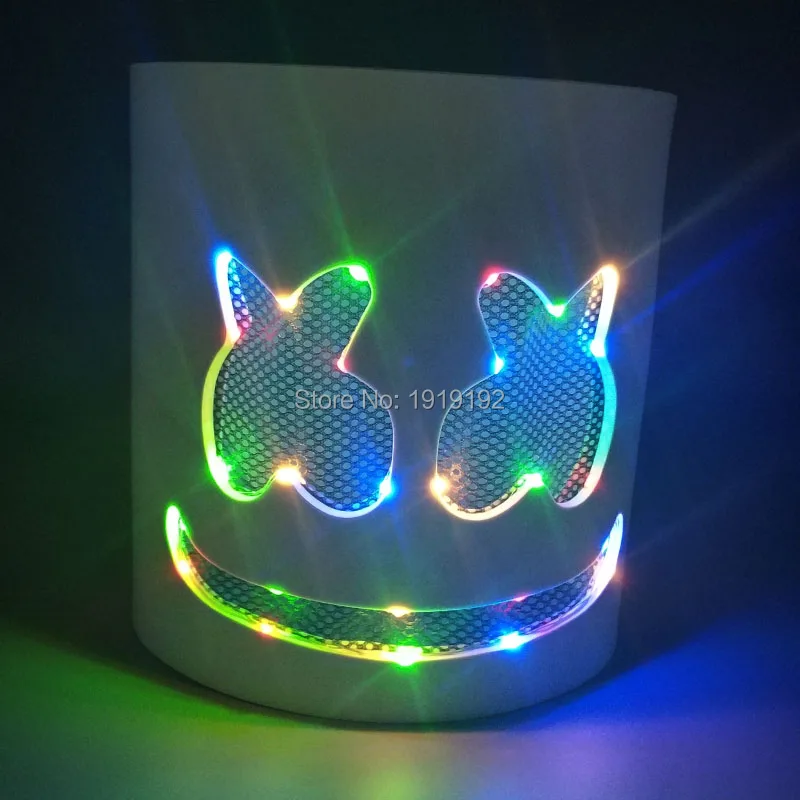 

EVA Marshmallow Helmet Colorful LED Mask DJ Marshmallow Cosplay Prop Party Masks Bar DJ Luminous EVA Mask With battery